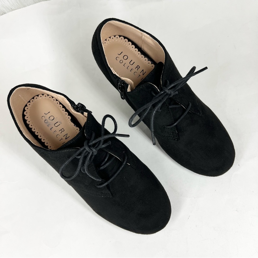 Journee Collection Women's Leona Lace Up Dress Shooties Black Size 6W - Picture 2 of 13